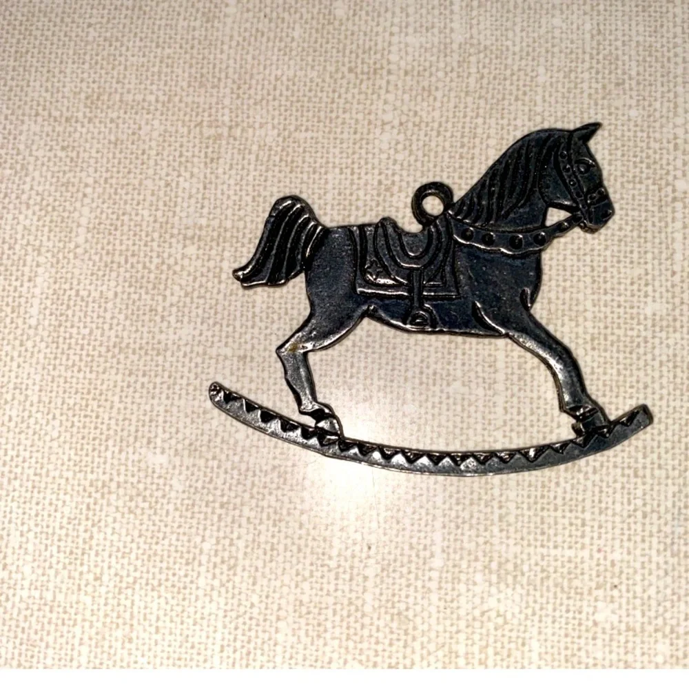 Olde Country Reproductions Pewter Rocking Horse Christmas‎ Ornament
